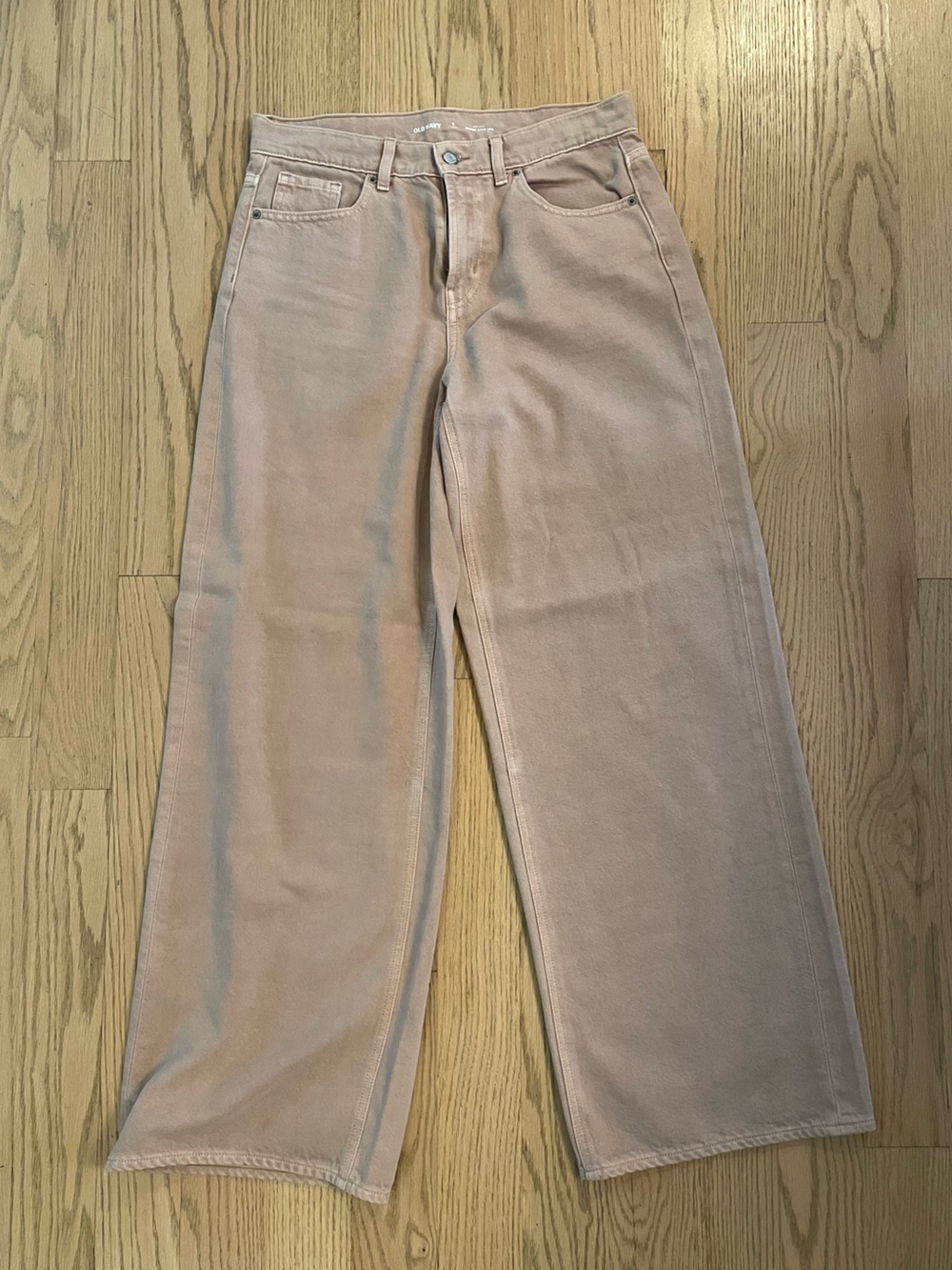 Old Navy Beige Jeans - Mid-rise Baggy Wide Leg Size 8 Tall